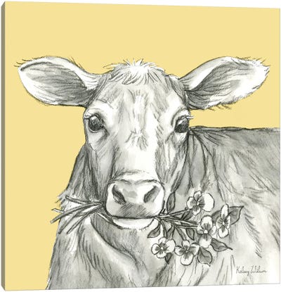Watercolor Pencil Farm Color VIIi-Cow 2 Canvas Art Print