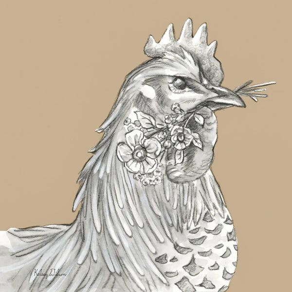Kelsey Wilson: Watercolor Pencil Farm Color VI-Rooster by Kelsey Wilson