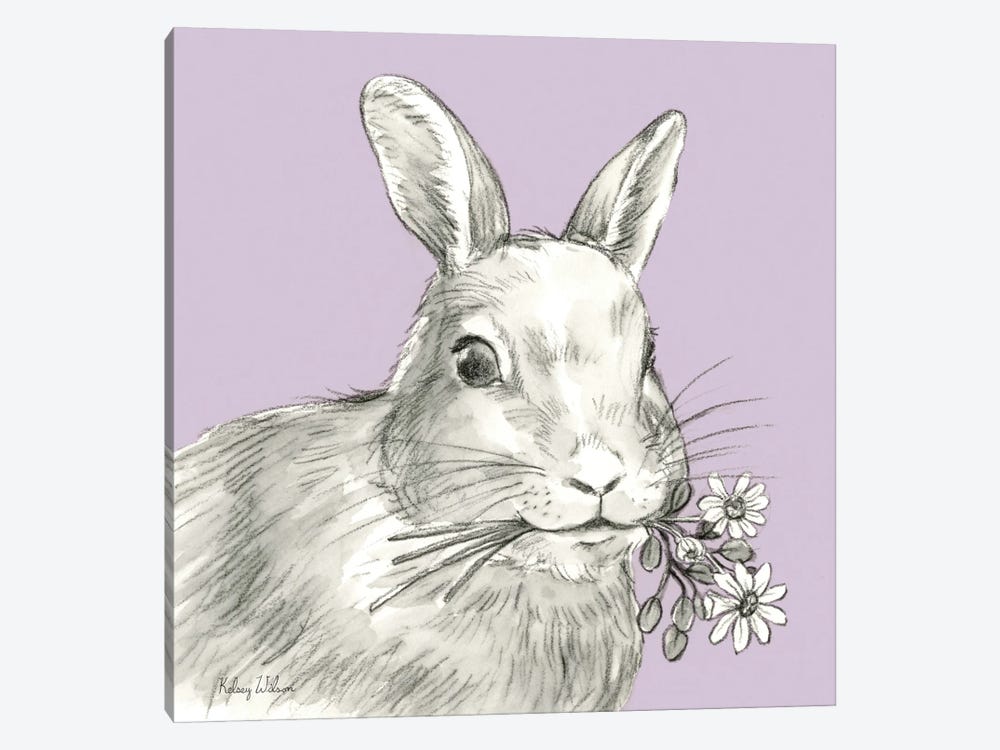 Watercolor Pencil Farm Color V-Rabbit by Kelsey Wilson 1-piece Canvas Art