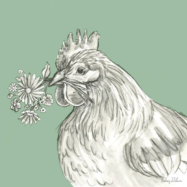 Kelsey Wilson: Watercolor Pencil Farm Color X-Hen by Kelsey Wilson