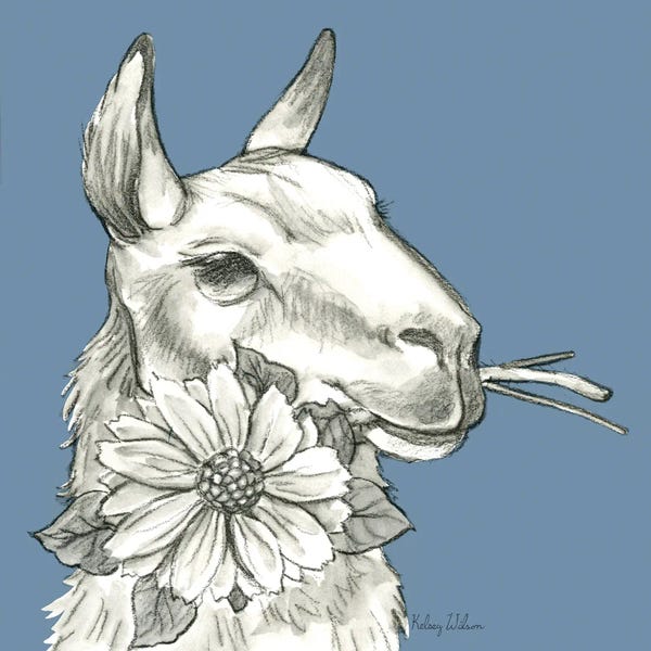 Kelsey Wilson: Watercolor Pencil Farm Color XI-Llama 2 by Kelsey Wilson