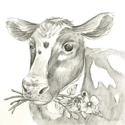 Watercolor Pencil Farm II-Cow by Kelsey Wilson art print