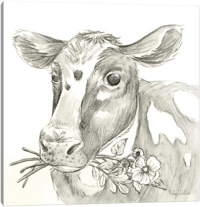 Watercolor Pencil Farm II-Cow Canvas Art Print
