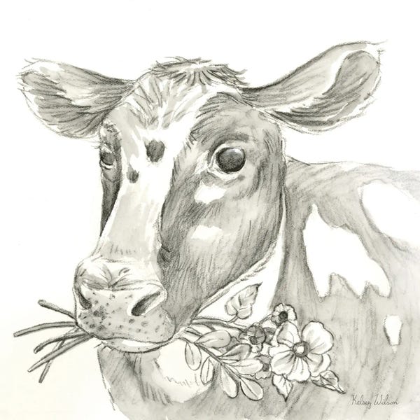 Kelsey Wilson: Watercolor Pencil Farm II-Cow by Kelsey Wilson