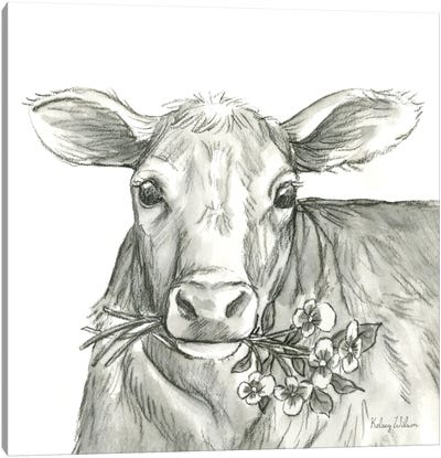 Watercolor Pencil Farm VIIi-Cow 2 Canvas Art Print
