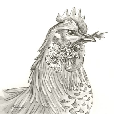 Watercolor Pencil Farm VI-Rooster by Kelsey Wilson art print