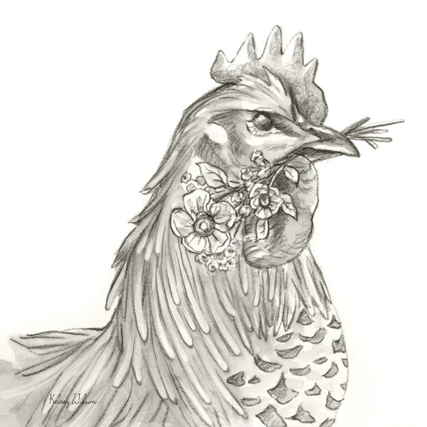 Kelsey Wilson: Watercolor Pencil Farm VI-Rooster by Kelsey Wilson