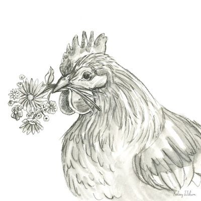 Watercolor Pencil Farm X-Hen by Kelsey Wilson art print