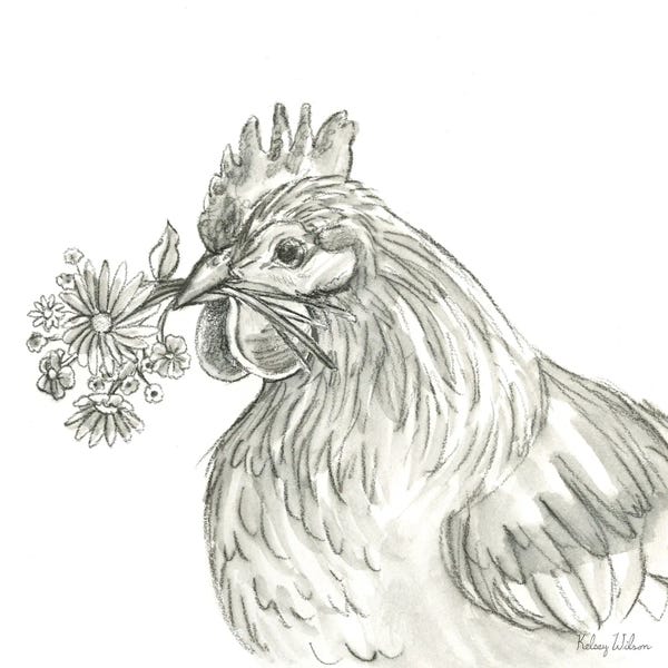 Kelsey Wilson: Watercolor Pencil Farm X-Hen by Kelsey Wilson