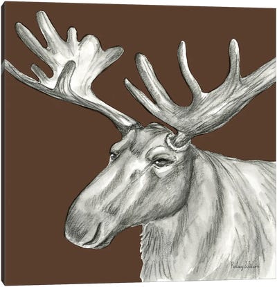 Watercolor Pencil Forest Color I Moose Canvas Art Print