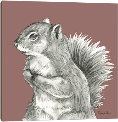 Watercolor Pencil Forest Color IV Squirrel Canvas Art Print - Lakehouse Décor