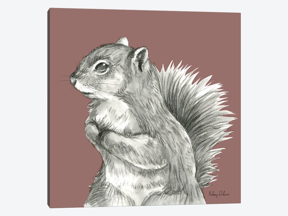 Watercolor Pencil Forest Color IV Squirrel by Kelsey Wilson 1-piece Canvas Wall Art