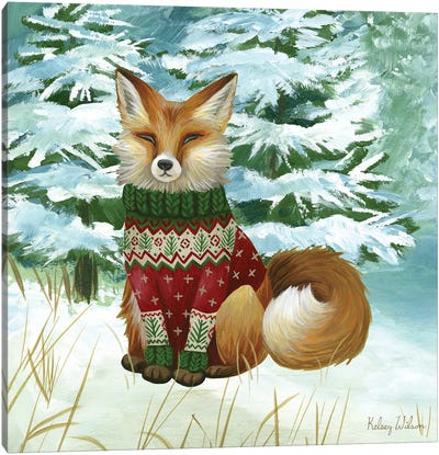 Winterscape II-Fox Canvas Art Print