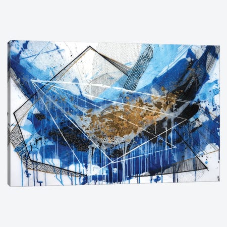 Geo Swoosh Blue Canvas Print #KEZ16} by Kristen Elizabeth Canvas Art