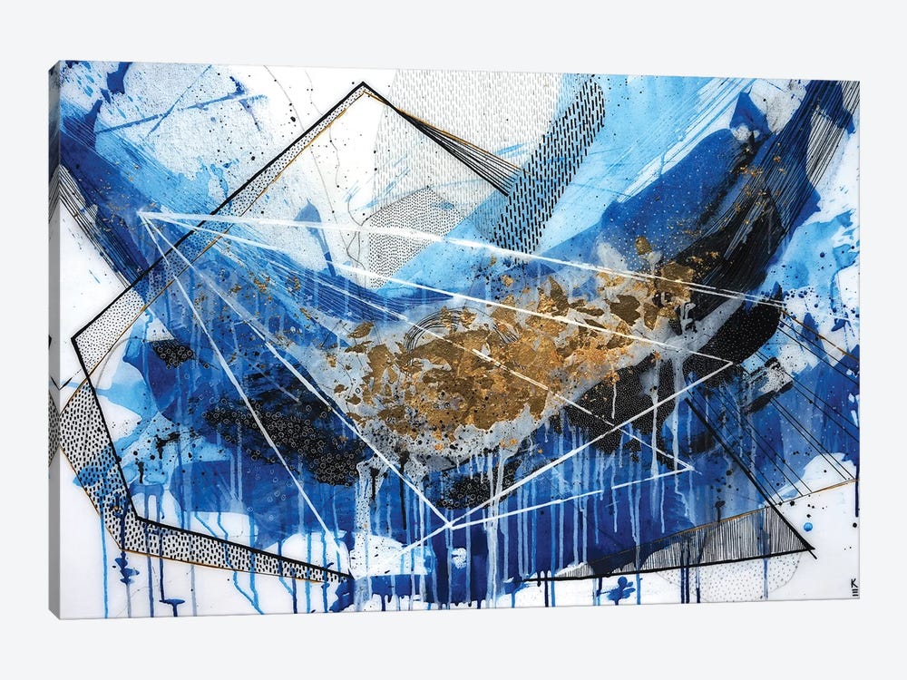 Geo Swoosh Blue by Kristen Elizabeth 1-piece Canvas Wall Art