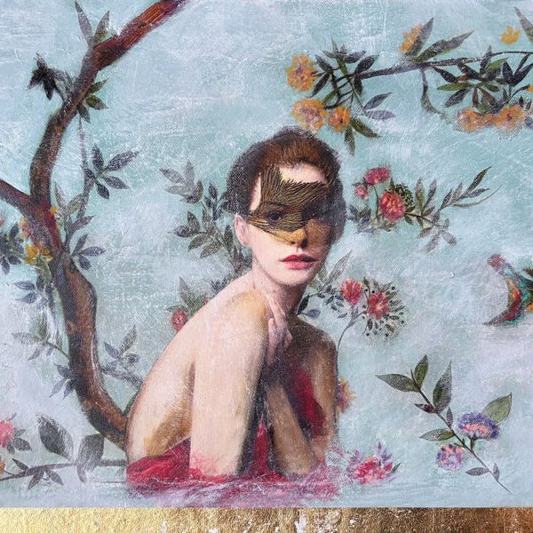 Masked Woman Garden Portrait