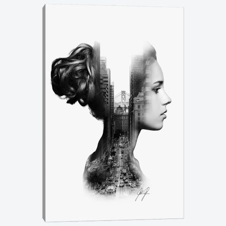 Profile Double Exposure I Canvas Print #KFD107} by Kathrin Federer Canvas Art Print