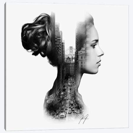 Profile Double Exposure II Canvas Print #KFD108} by Kathrin Federer Canvas Artwork