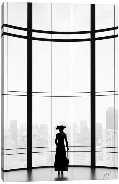 Thoughful View I Canvas Art Print - Black & White Cityscapes