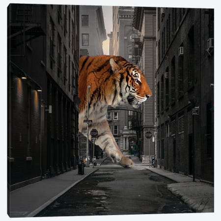 Tiger In NY I Canvas Print #KFD123} by Kathrin Federer Canvas Artwork