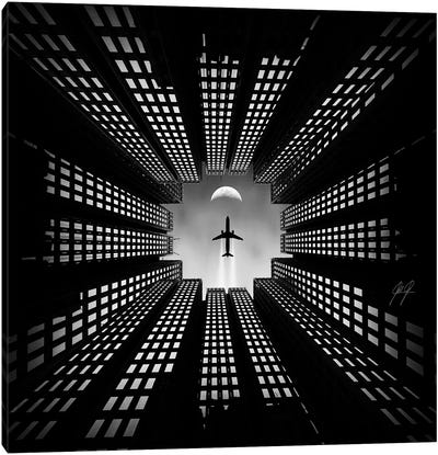 Tower Tunnel Canvas Art Print - Black & White Cityscapes