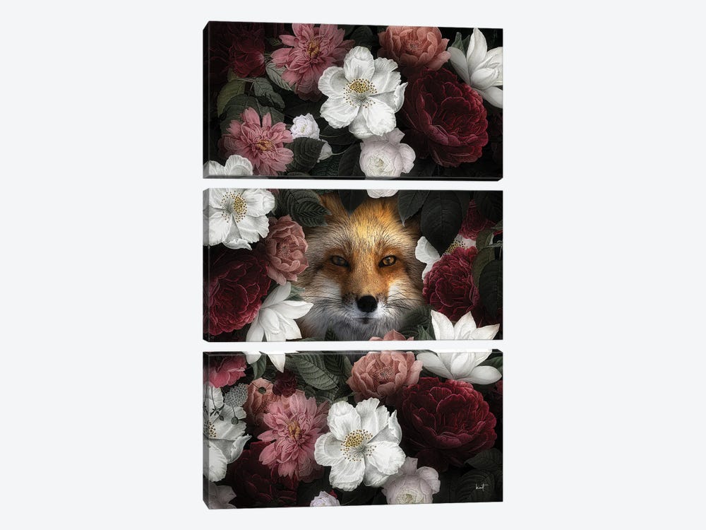 Floral Fox by Kathrin Federer 3-piece Canvas Art Print