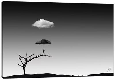 Umbrella Man II Canvas Art Print - Gray Art