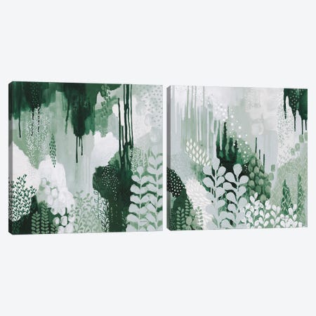 Light Green Forest Diptych Canvas Print Set #KFE2HSET002} by Kathy Ferguson Canvas Art Print
