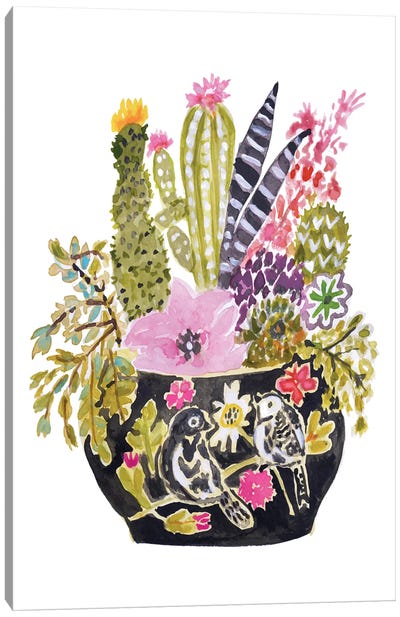 Painted Vase of Flowers III Canvas Art Print - Karen Fields