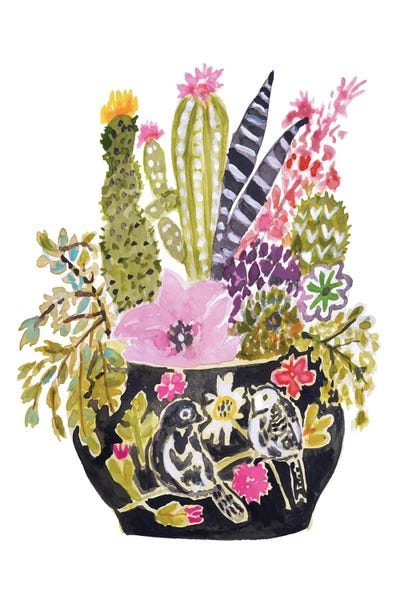 Cacti: Painted Vase of Flowers III by Karen Fields