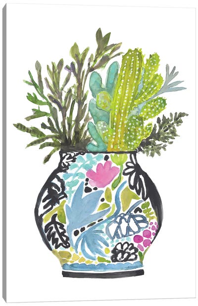 Painted Vase of Flowers IV Canvas Art Print
