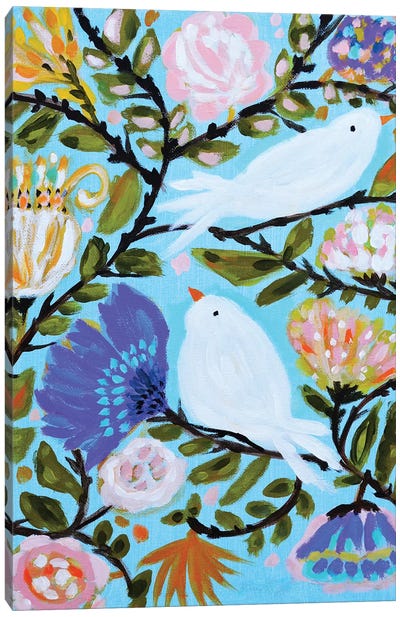 Sweet Love Birds II Canvas Art Print - Karen Fields