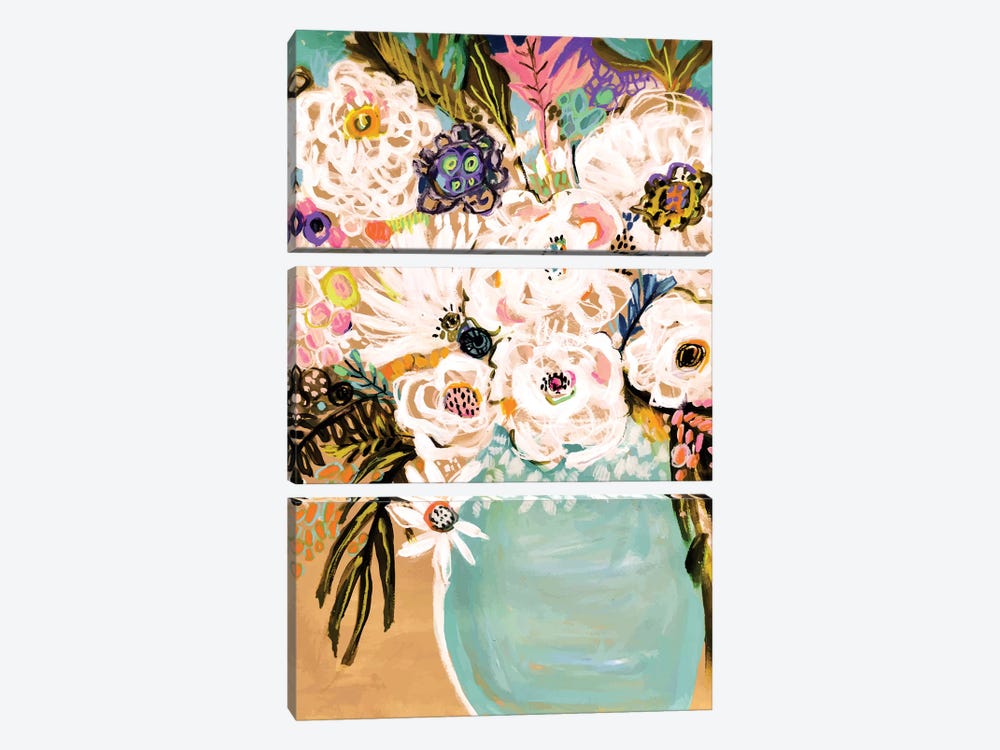 Summer Flowers In A Vase I by Karen Fields 3-piece Art Print