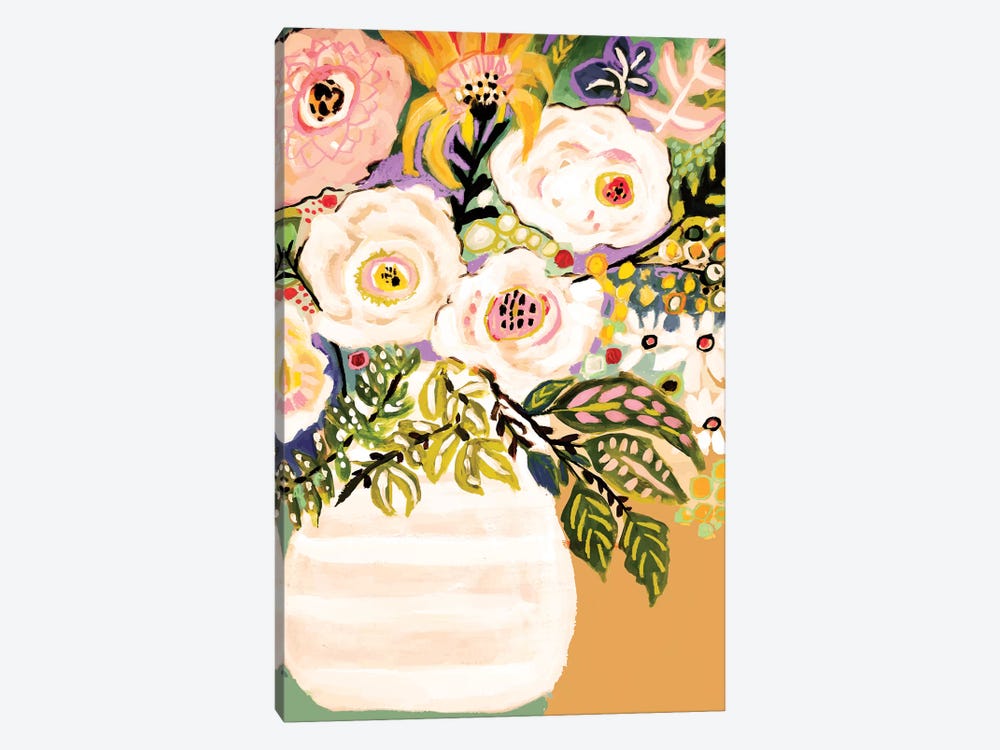 Summer Flowers In A Vase II by Karen Fields 1-piece Canvas Art