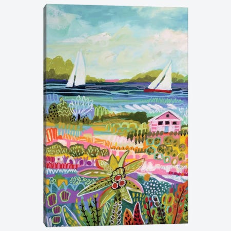 Two Sailboats And Cottage I Canvas Print #KFI63} by Karen Fields Canvas Art Print
