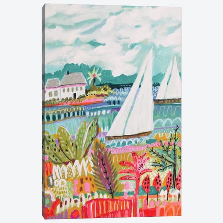 Two Sailboats And Cottage II Canvas Print #KFI64} by Karen Fields Canvas Wall Art