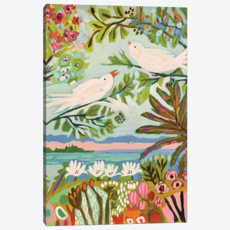 Birds In The Garden I Canvas Print #KFI65} by Karen Fields Canvas Artwork