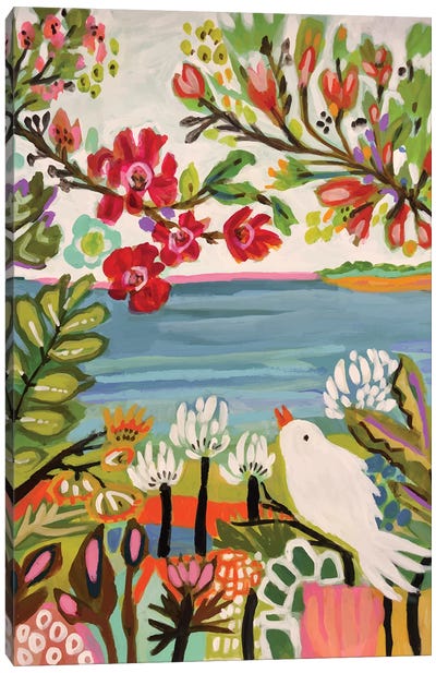 Birds In The Garden II Canvas Art Print - Flower Art