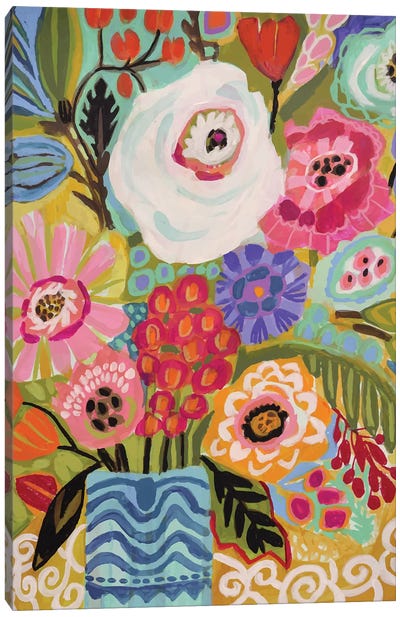 Fresh Flowers In Vase II Canvas Art Print - Whimsical Décor