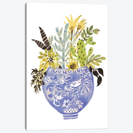 Painted Vase of Flowers I Canvas Print #KFI98} by Karen Fields Canvas Wall Art