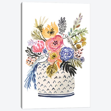 Painted Vase of Flowers II Canvas Print #KFI99} by Karen Fields Canvas Wall Art