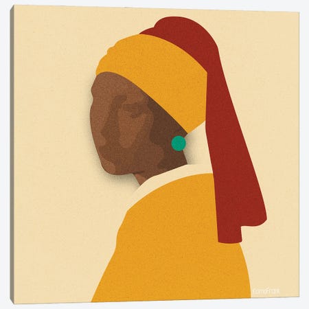 Girl With The Teal Earring Canvas Print #KFR12} by Kamo Frank Canvas Art Print