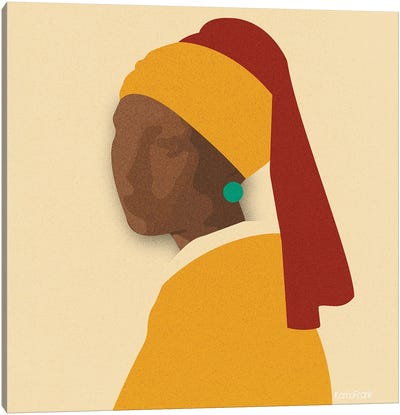 Girl With The Teal Earring Canvas Art Print - Kamo Frank