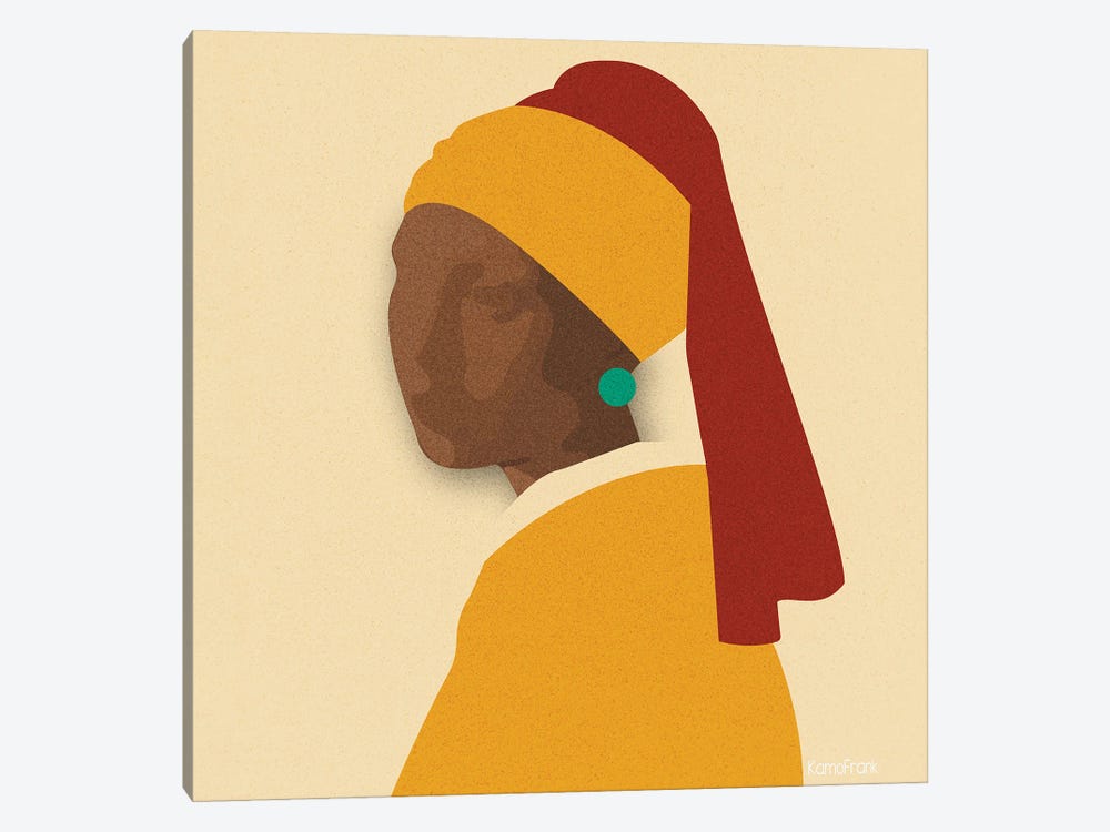 Girl With The Teal Earring by Kamo Frank 1-piece Art Print