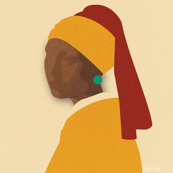 Girl With A Pearl Earring: Girl With The Teal Earring by Kamo Frank