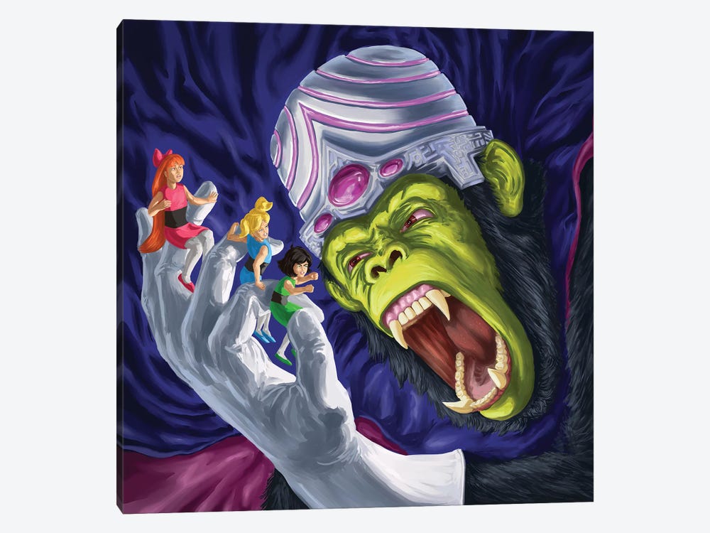 Mojo Jojo And The Powerpuff Girls by Kyle La Fever 1-piece Canvas Art