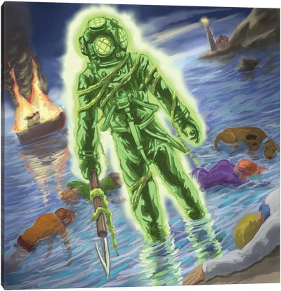 Ghost Of Captain Cutler Canvas Art Print - Monster Art