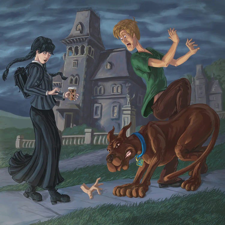 Wednesday Meets Scooby And Shaggy by Kyle La Fever wall art