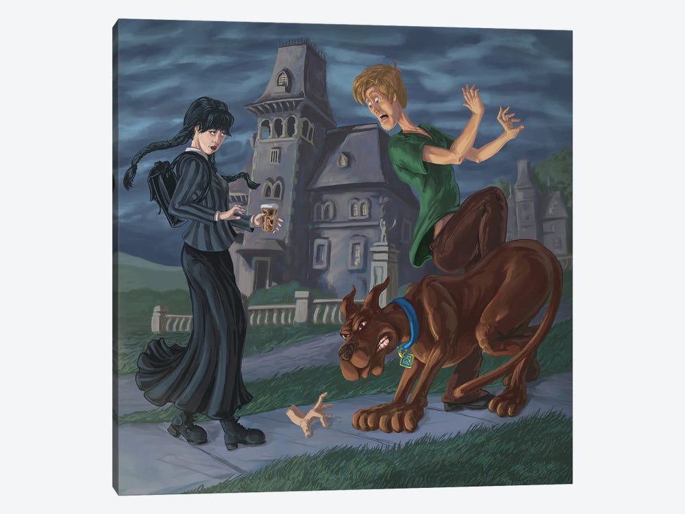 Wednesday Meets Scooby And Shaggy by Kyle La Fever 1-piece Canvas Art Print