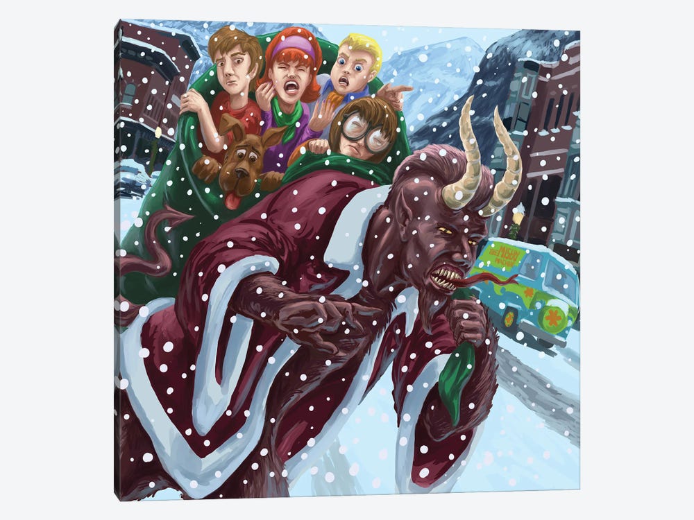 Krampus Meets A Pup Named Scooby Doo by Kyle La Fever 1-piece Canvas Art
